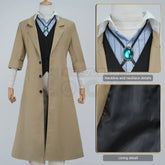 Halloweez Dazai Osamu Cosplay Costume - Premium Wig, Coat, and Accessories - Halloweez